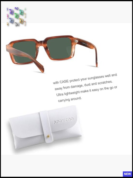 Retro Square Polarized Sunglasses Vintage Shades Unisex Rectangle 70s 80s main image 3